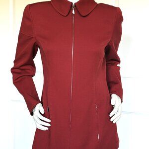 VINTAGE CLAUDE MONTANA CORAL RED VIRGIN WOOL ZIP UP JACKET SIZE: M
